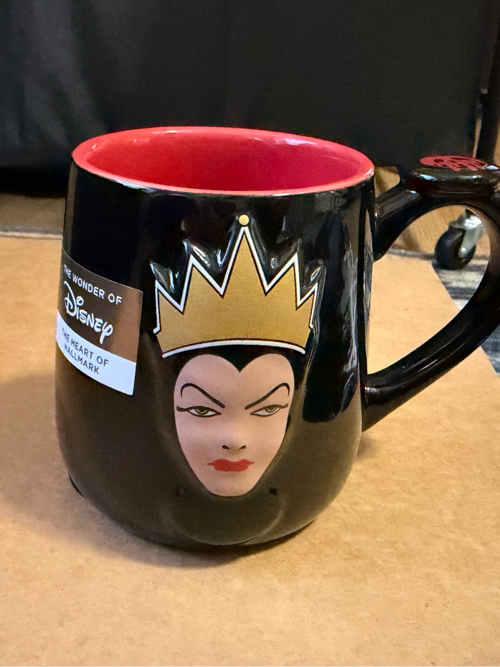 Disney Black Mug with Red Interior and Gold Crown Villain Design